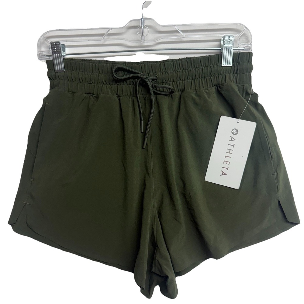 Athleta Crossroads Shorts XS Olive Green 3" Stretch Athletic NWT